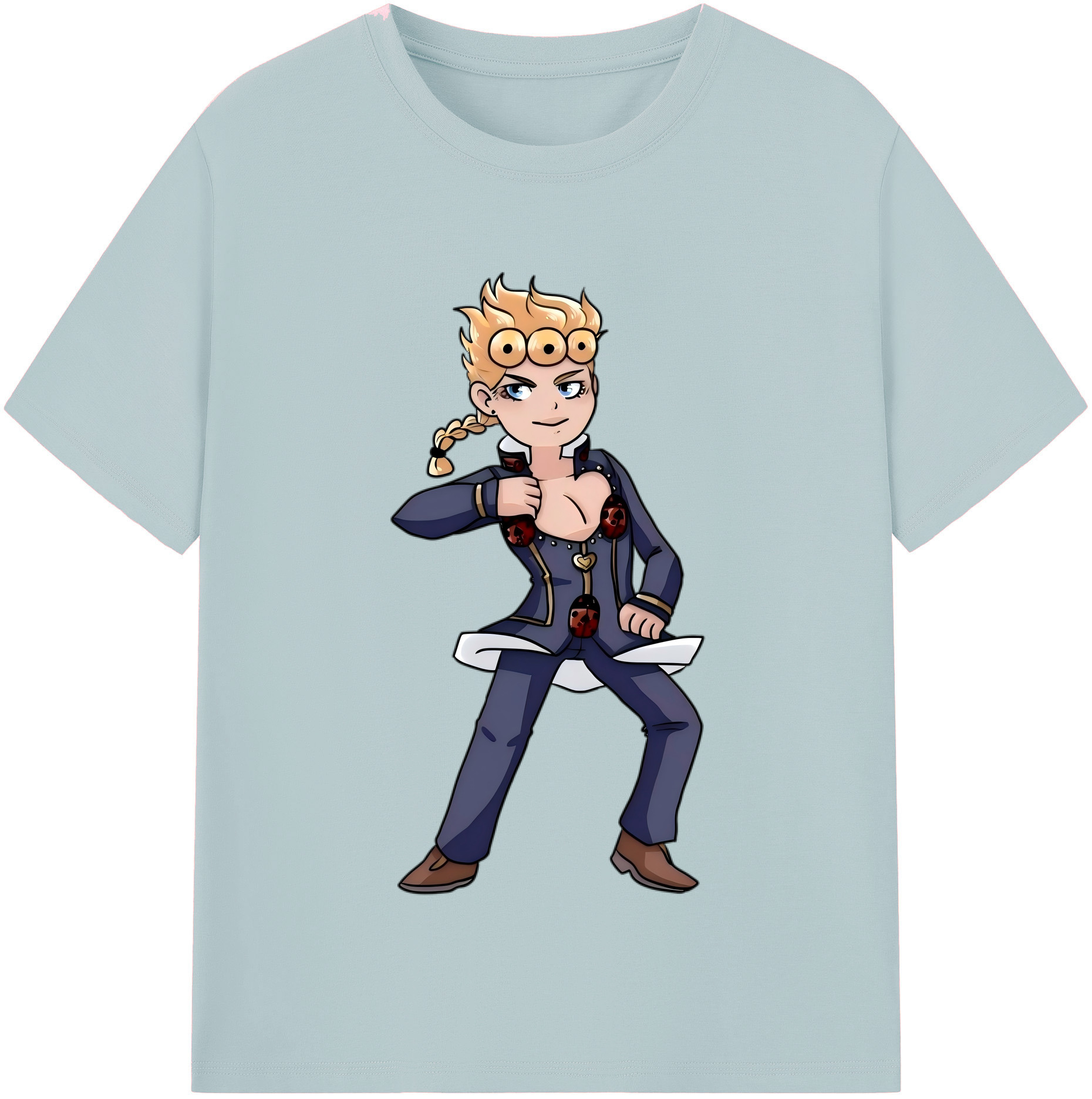 （画像用） ジョジョの奇妙な冒険 ジョルノ?ジョバァーナ JoJo's Bizarre Adventure Giorno Giovanna 綿100％半袖Tシャツ（フロントプリント）